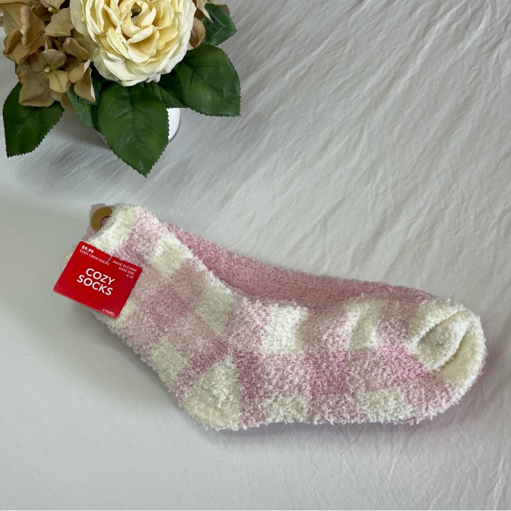 Pink and White Cozy Socks
